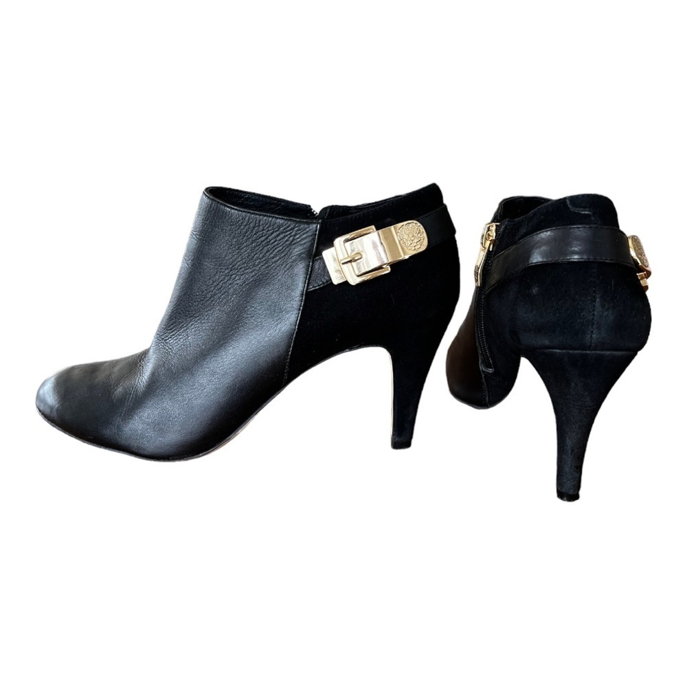 BLACK GLOVE LEATHER/SUEDE VINCE CAMUTO HEELS SIZE 8M  38 ITALY - Picture 8 of 12